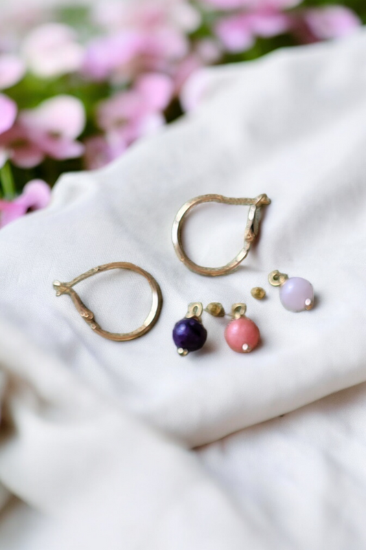 Créoles 3 charms 8mm en acier inoxydable Flore Holistic