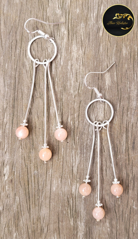 Boucles d’Oreilles Pierre du Soleil – Joie, Énergie et Rayonnement - Boucles d'oreilles pierres naturelles - Flore Holistic