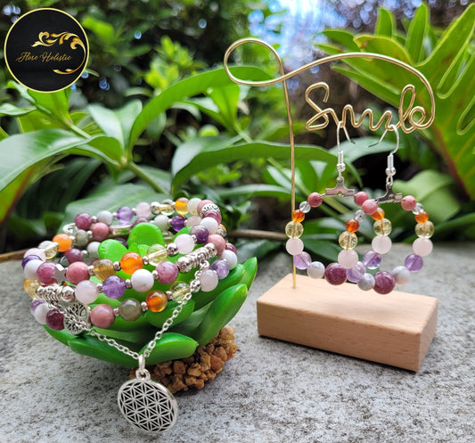 Bracelet Chemin de Vie Multirangs – Création personnalisée par radiesthésie - Bracelets pierres naturelles - Flore Holistic