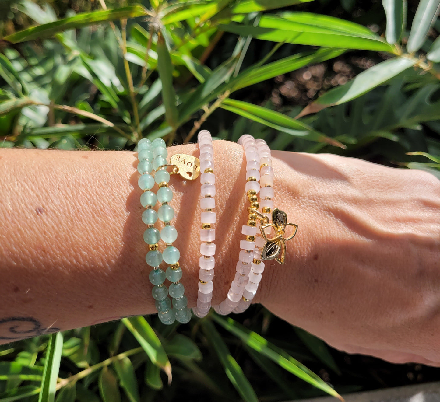 Bracelet multirangs en aventurine verte - Bracelets pierres naturelles - Flore Holistic