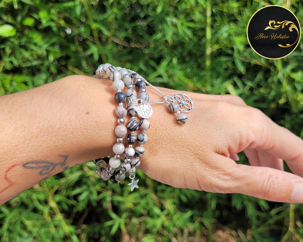 Bracelet Multirangs en Jaspe Picasso – Créativité et Équilibre - Bracelets pierres naturelles - Flore Holistic