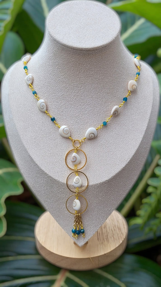Collier oeil de shiva et apatite – Collection SHANKHA - Collier pierres naturelles - Flore Holistic