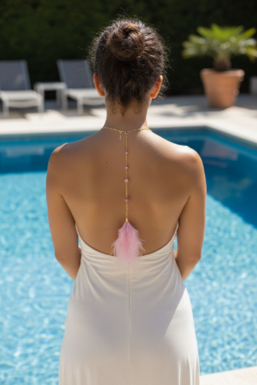 Sautoir de dos en rhodonite