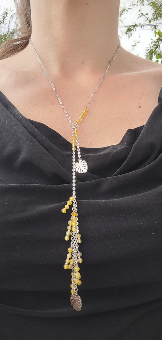 Sautoir cascade en agate jaune - Flore Holistic