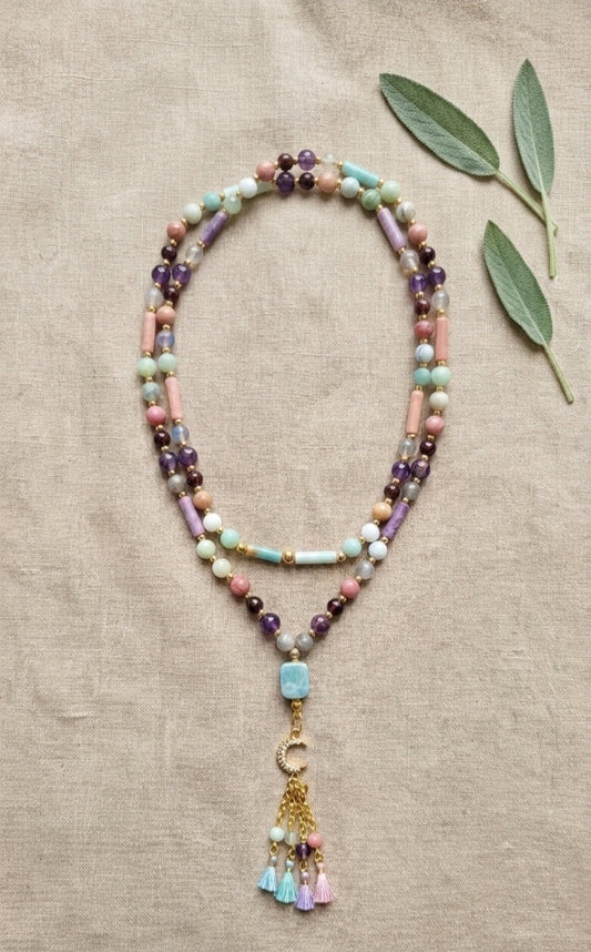 Sautoir Libération Émotionnelle – Collier rituel en pierres naturelles - Collier pierres naturelles - Flore Holistic