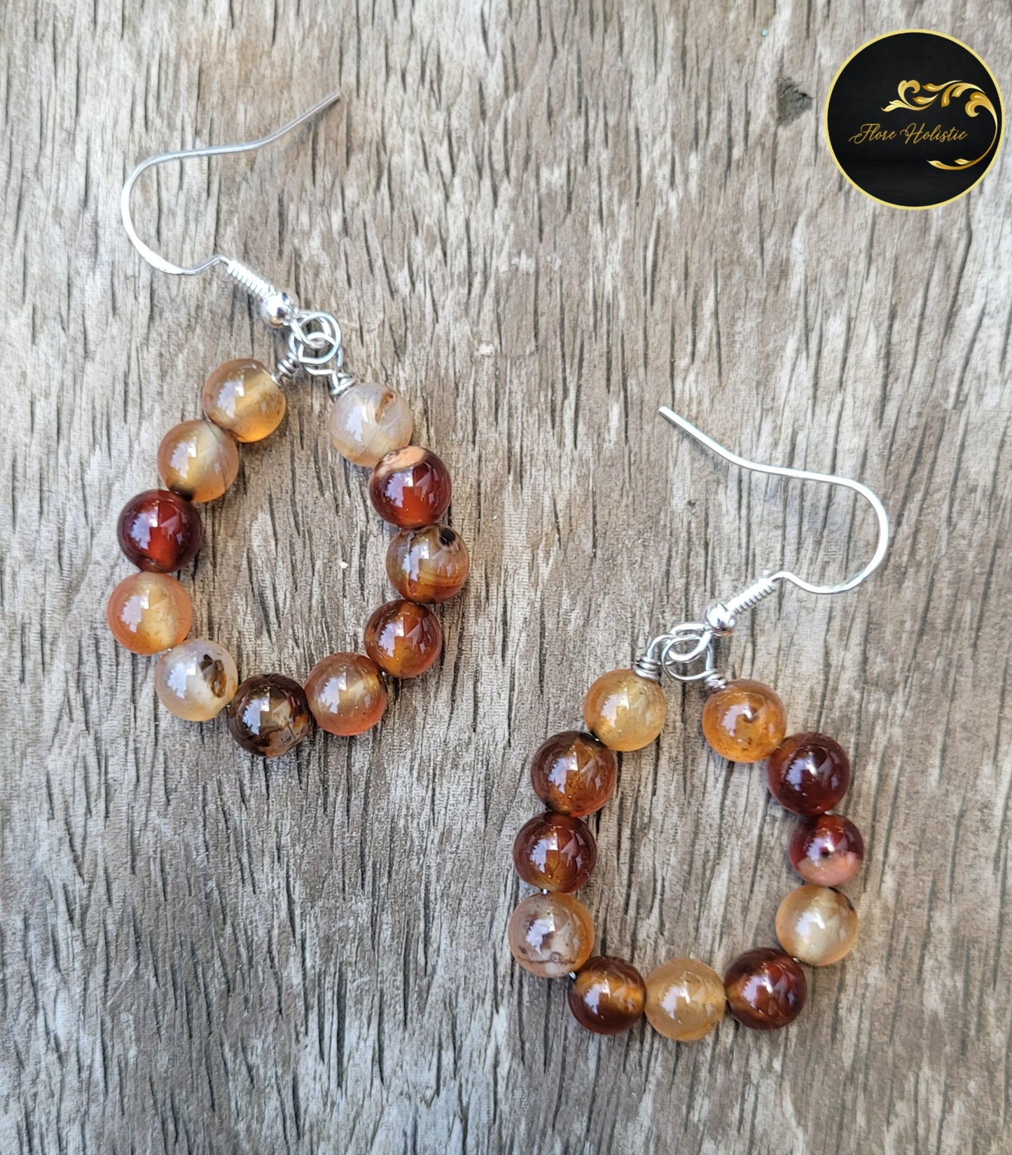 Créoles en agate sardonyx