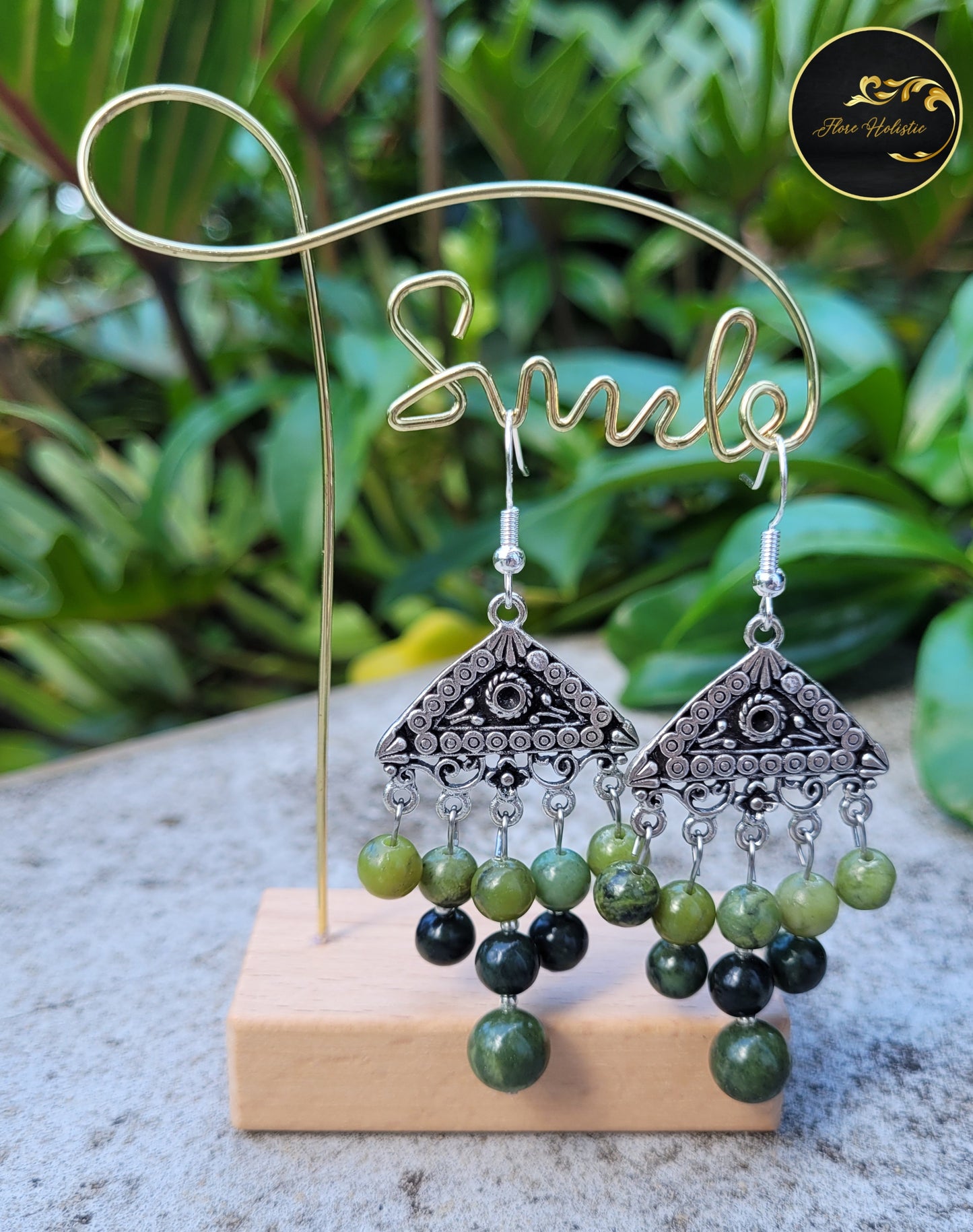 Boucles d'oreilles en Jade vert