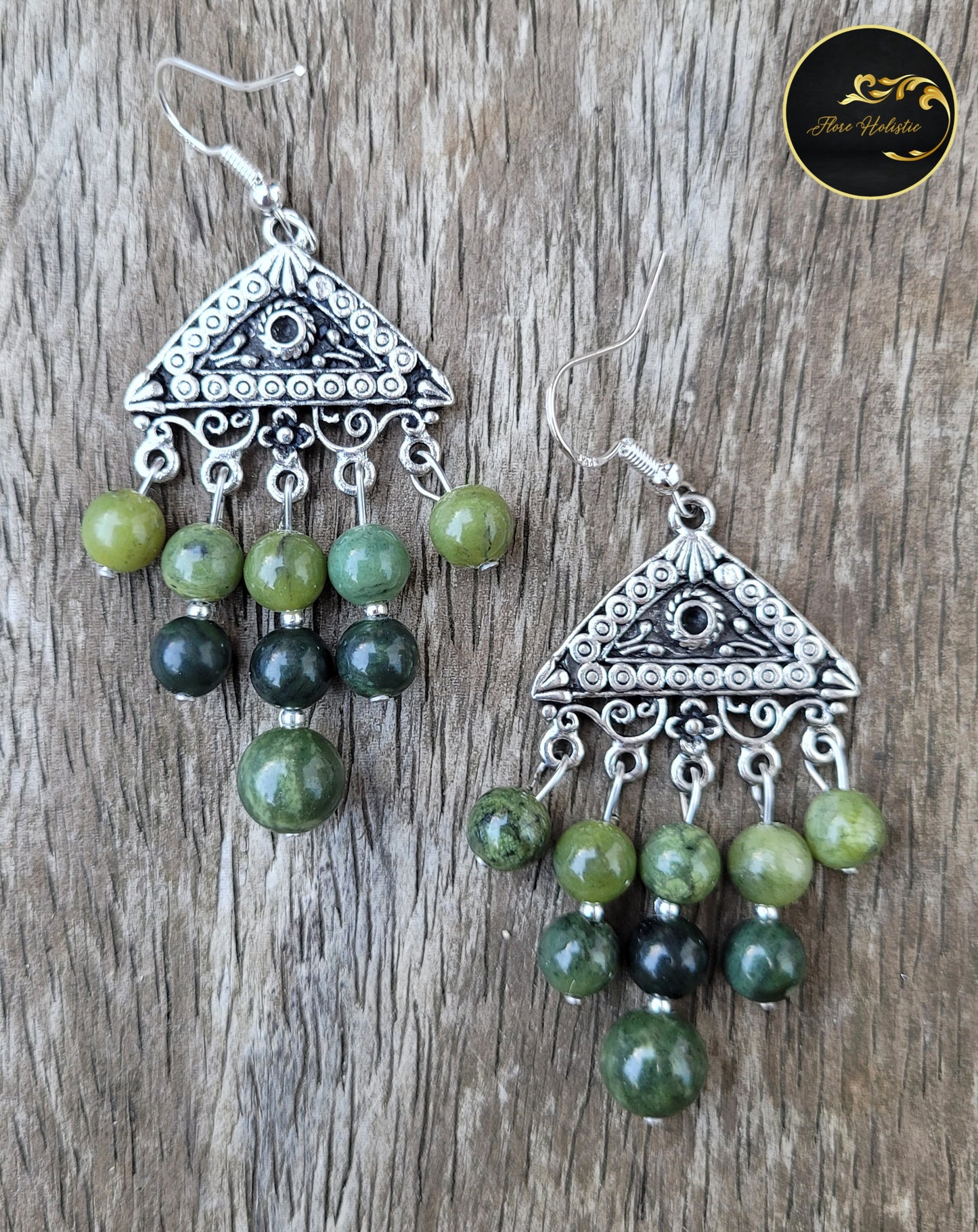 Boucles d'oreilles en Jade vert