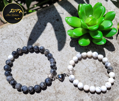 Duo bracelets larvikite et howlite