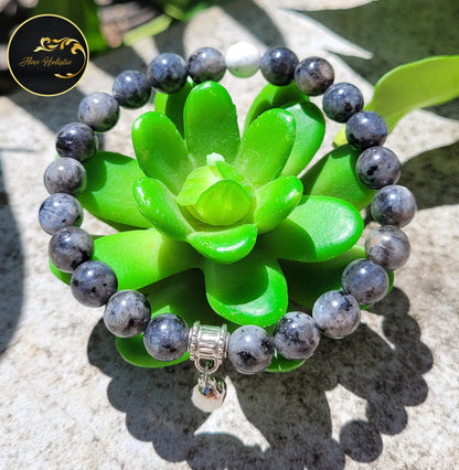 Duo bracelets larvikite et howlite