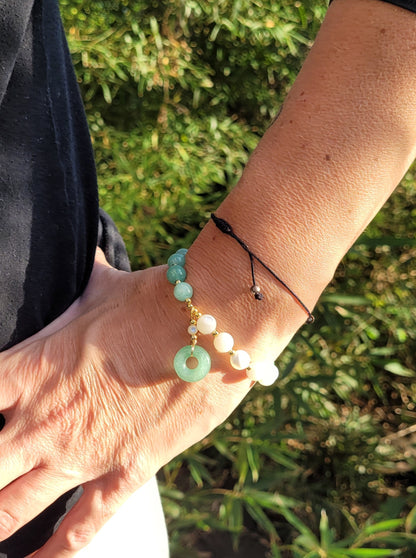 Bracelet en jade vert et nacre