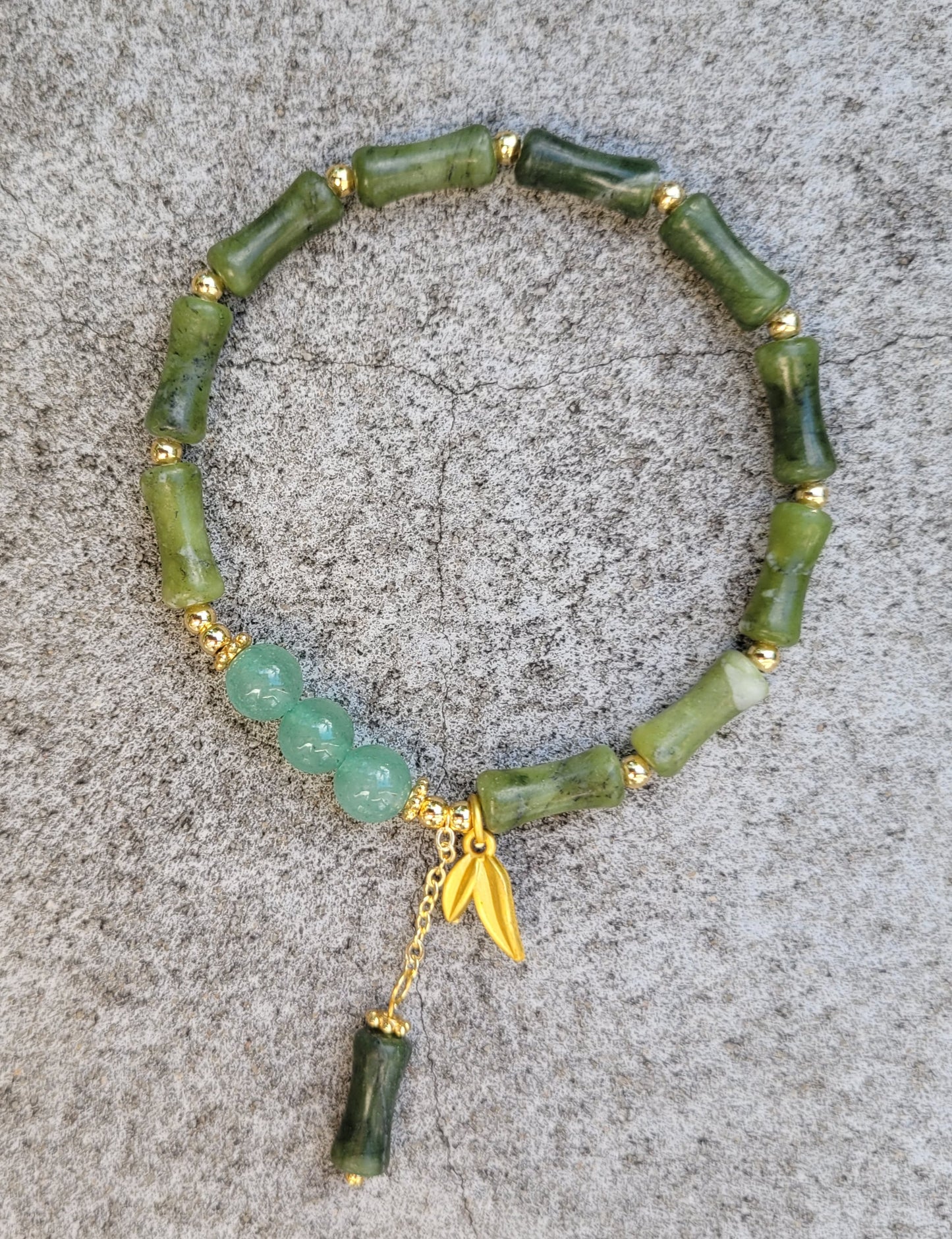 Bracelet en jade vert et aventurine