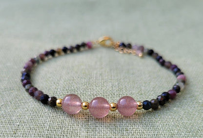 Bracelet en tourmaline melon d'eau et lepidocrosite