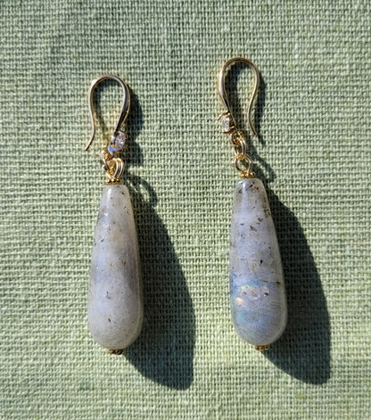 Pendants d'oreilles en labradorite