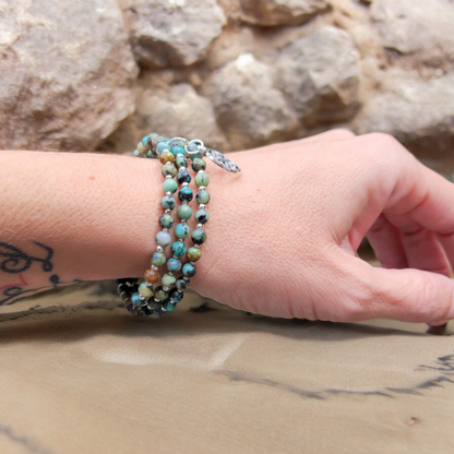 Bracelet multirangs en Turquoise Africaine