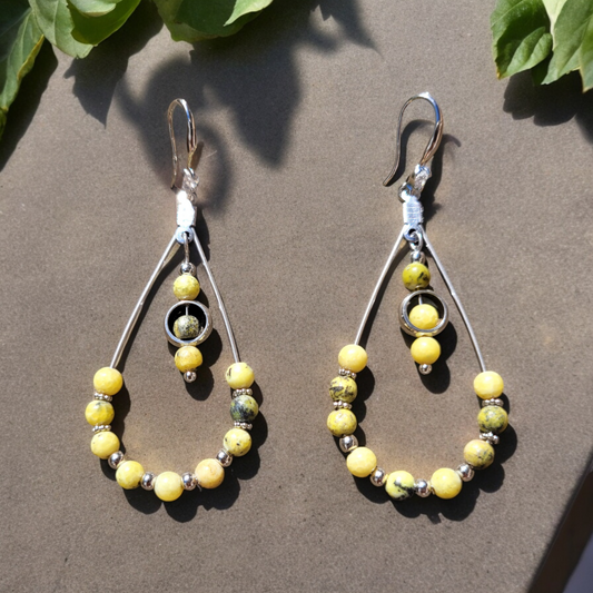 Boucles d'Oreilles en Jade Jaune