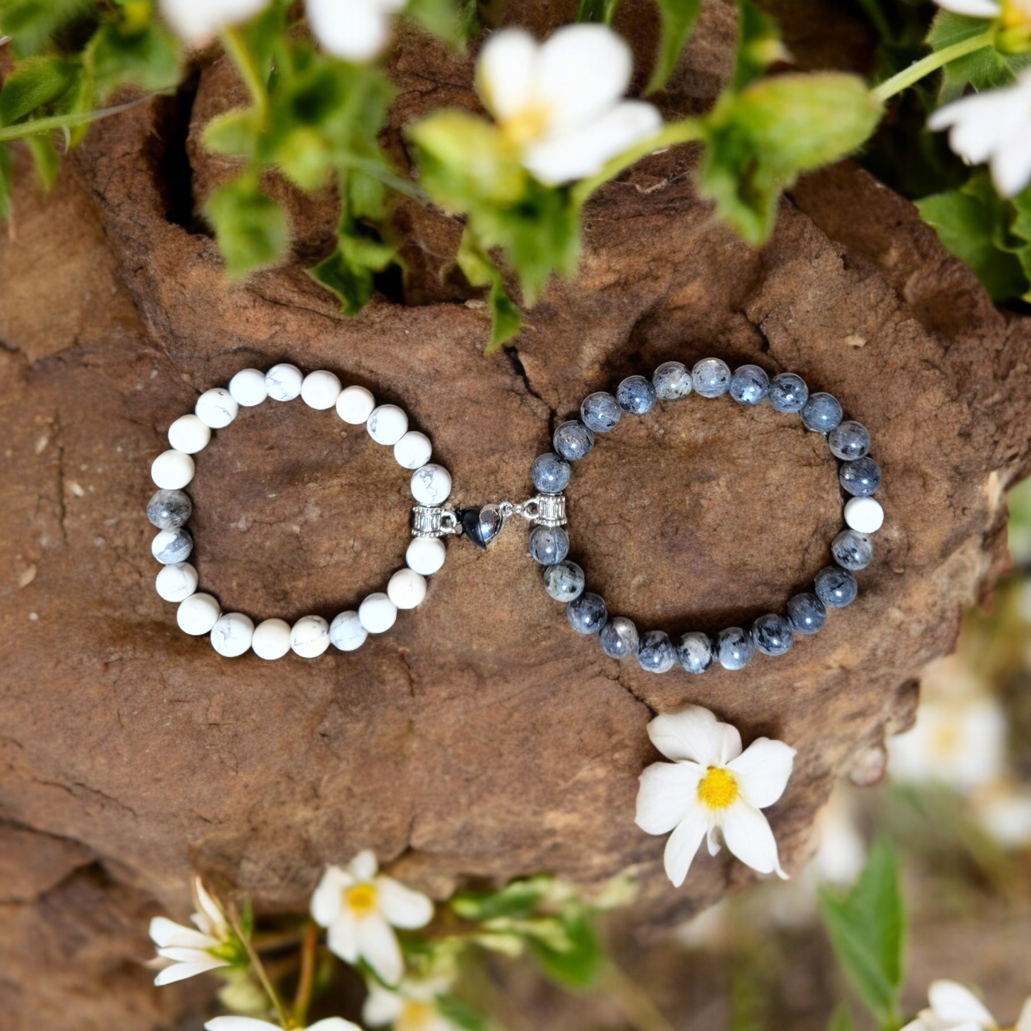 Duo bracelets larvikite et howlite