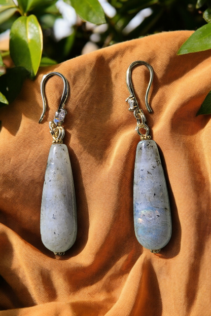 Pendants d'oreilles en labradorite