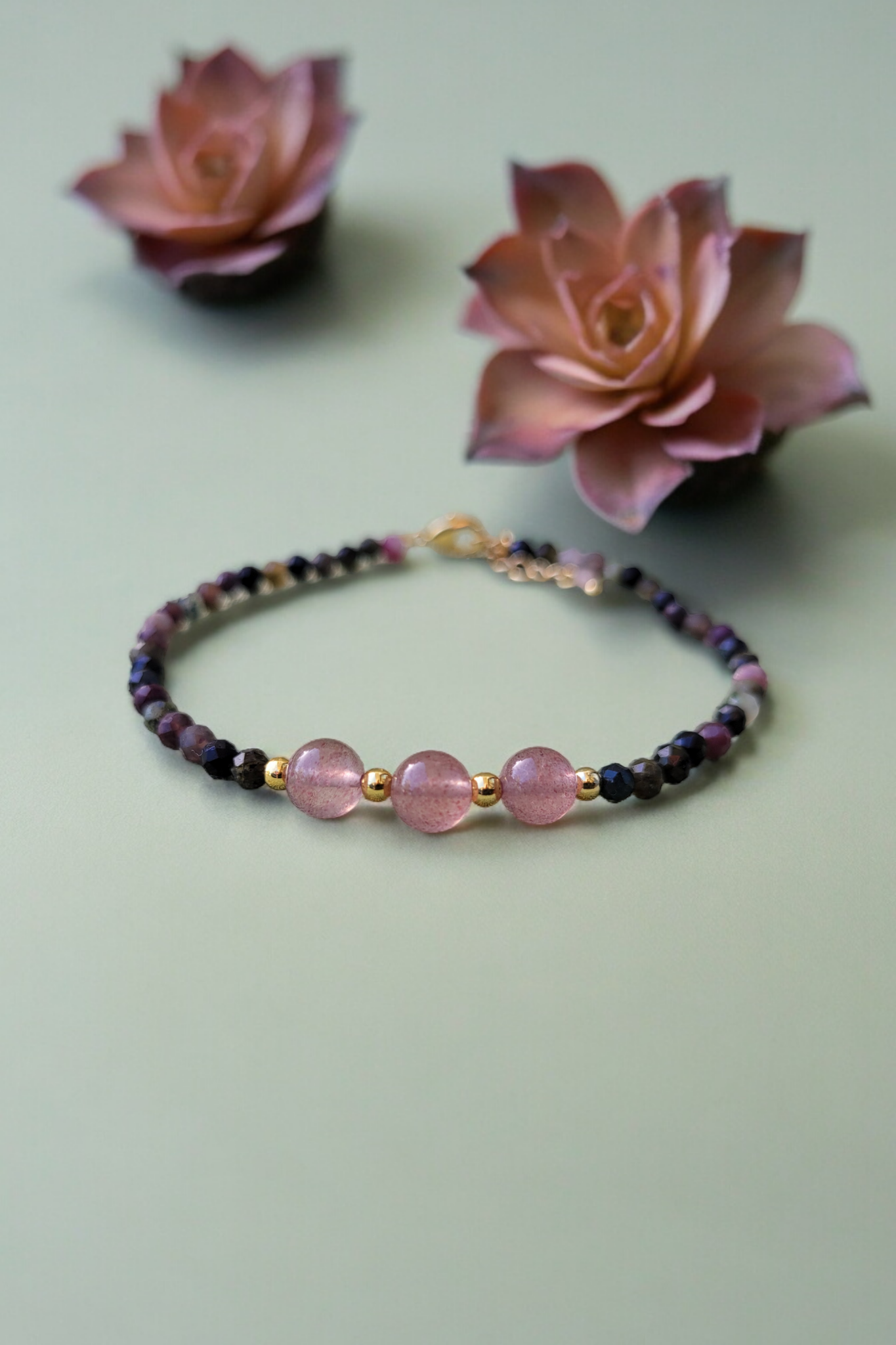 Bracelet en tourmaline melon d'eau et lepidocrosite