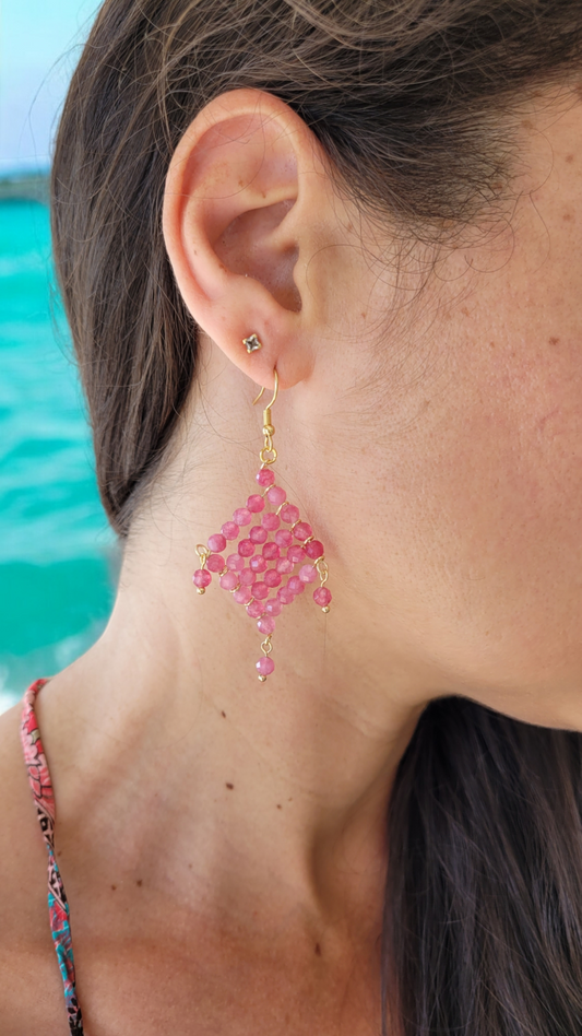 Boucles d'oreilles en tourmaline rose