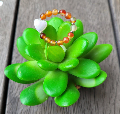 Bague cœur en nacre et pierre naturelle - Bague pierres naturelles - Flore Holistic