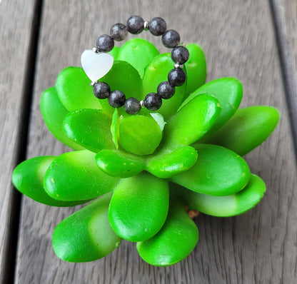 Bague cœur en nacre et pierre naturelle - Bague pierres naturelles - Flore Holistic