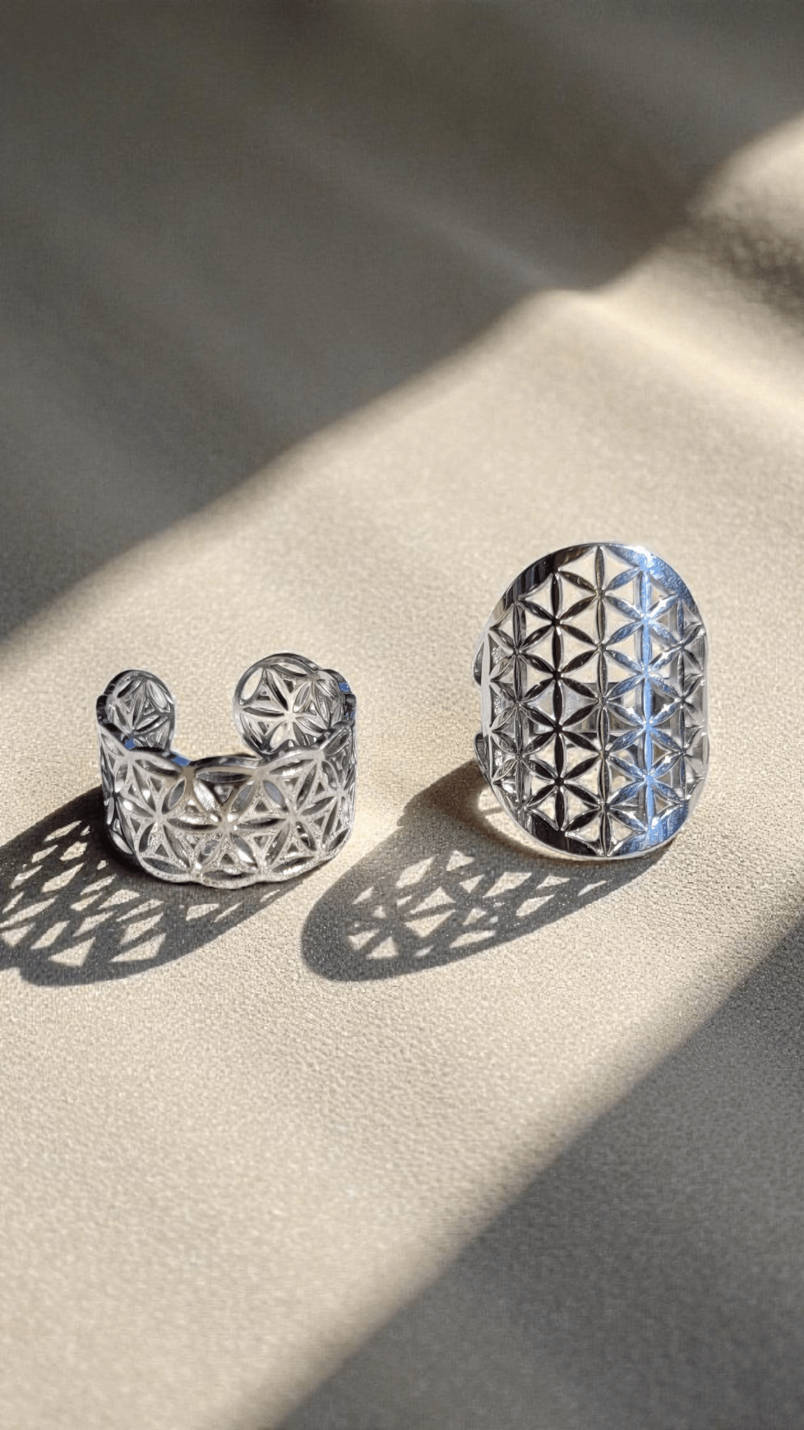 ✨ Bague Fleur de Vie en acier inoxydable – 2 modèles - Flore Holistic