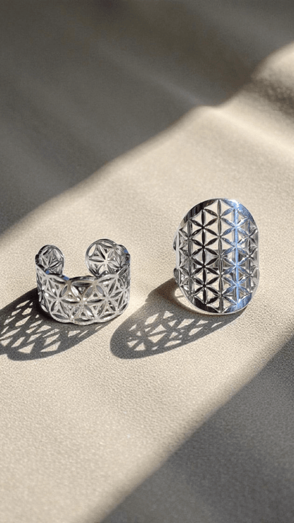 ✨ Bague Fleur de Vie en acier inoxydable – 2 modèles - Flore Holistic