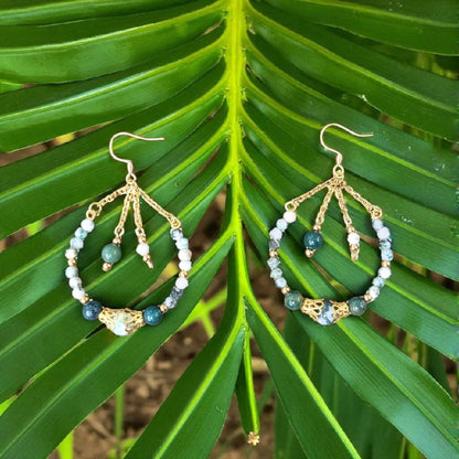 Boucles d’oreilles Agate Arbre et Agate Mousse – Ancrage et renouveau | Aura Libre - Boucles d'oreilles pierres naturelles - Flore Holistic