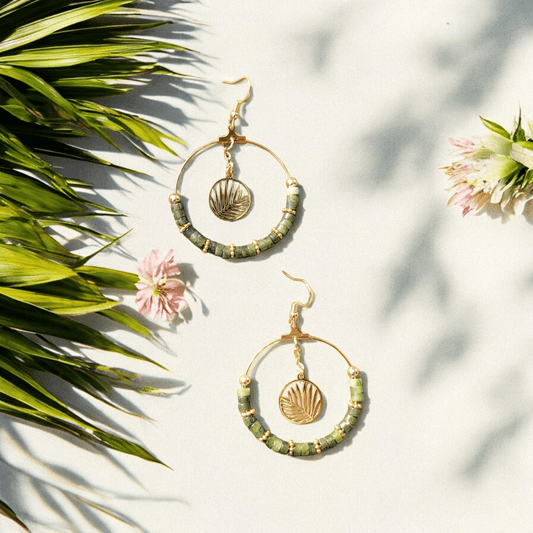Boucles d'oreilles "créoles tropicales" - Boucles d'oreilles pierres naturelles - Flore Holistic