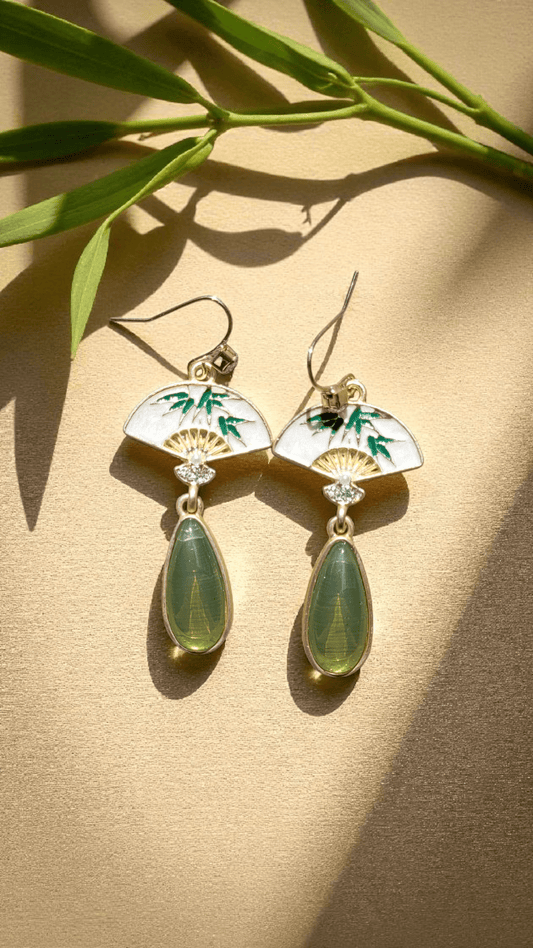Boucles d’oreilles éventail – Jade vert - Boucles d'oreilles pierres naturelles - Flore Holistic