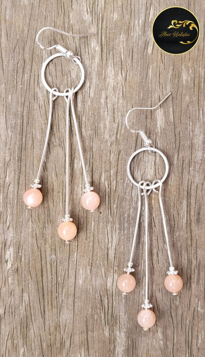 Boucles d’Oreilles Pierre du Soleil – Joie, Énergie et Rayonnement - Boucles d'oreilles pierres naturelles - Flore Holistic