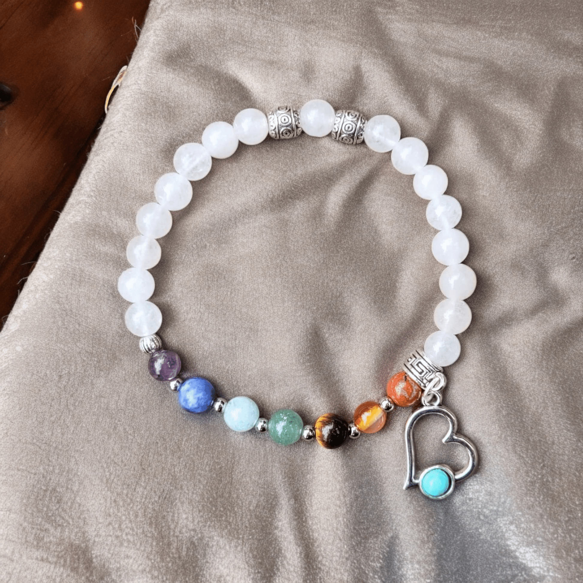 Bracelet 7 Chakras et Agate Blanche – Équilibre énergétique et Harmonie - Bracelets pierres naturelles - Flore Holistic