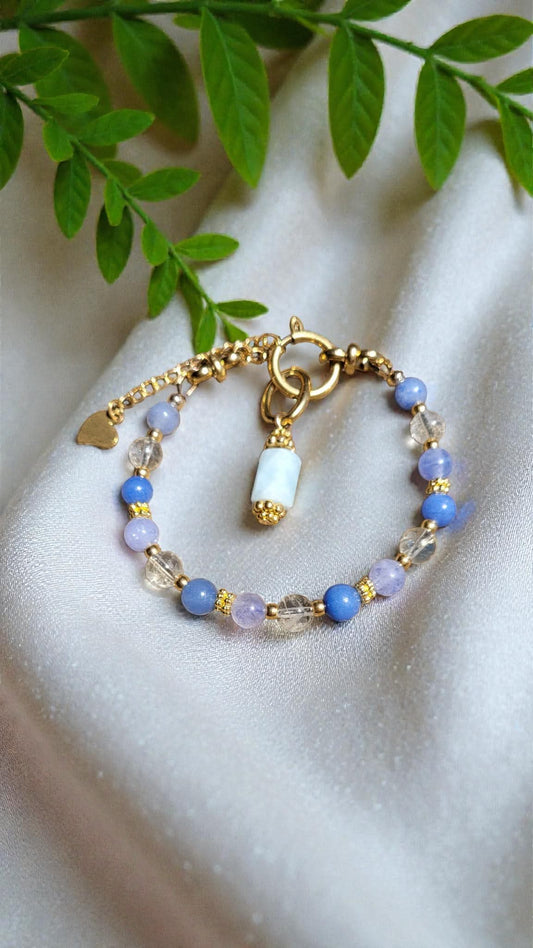 Bracelet Aigue - marine, Citrine et Aventurine bleue – Aura Libre - Bracelets pierres naturelles - Flore Holistic