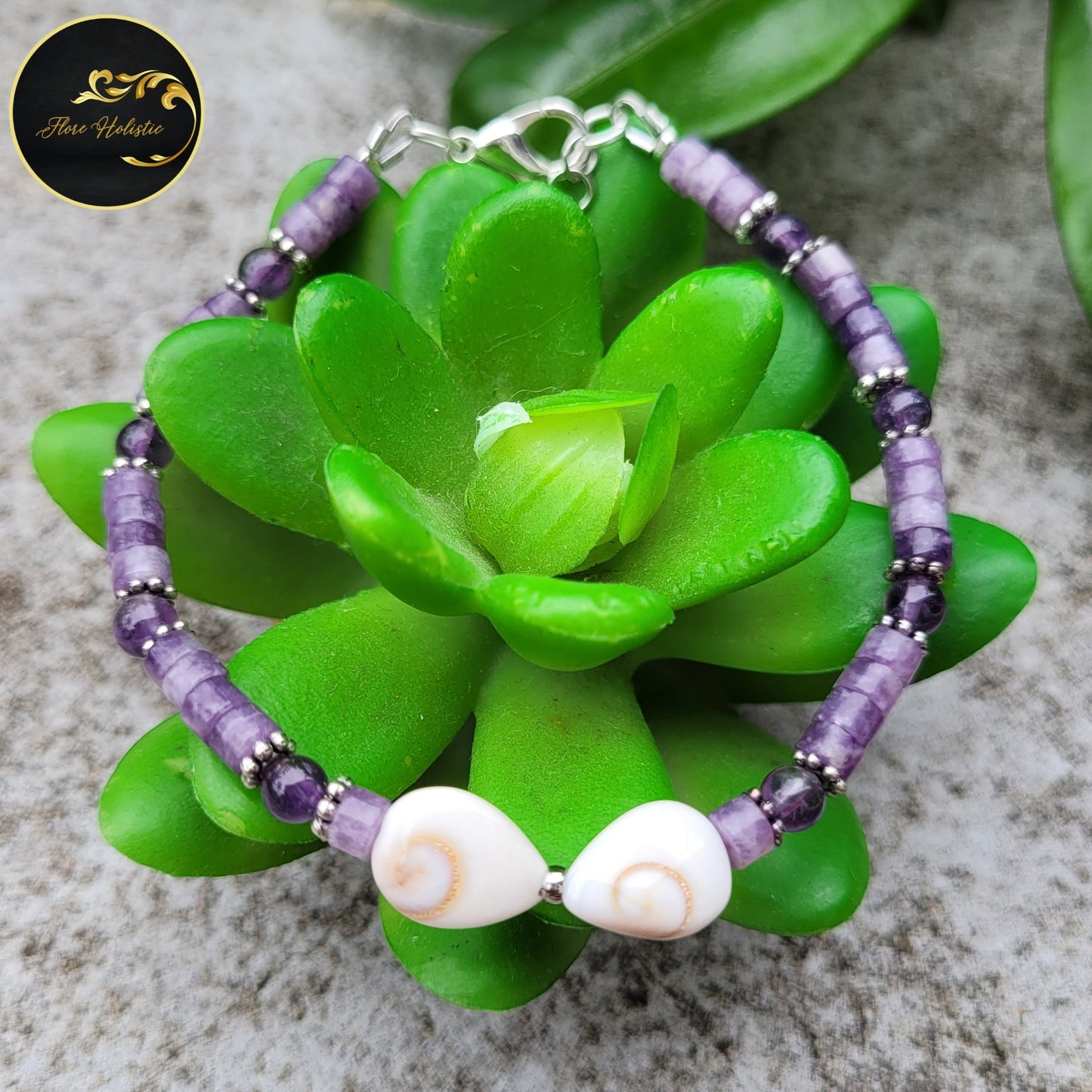 Bracelet Améthyste & Œil de Sainte - Lucie – Sérénité et Protection - Bracelets pierres naturelles - Flore Holistic