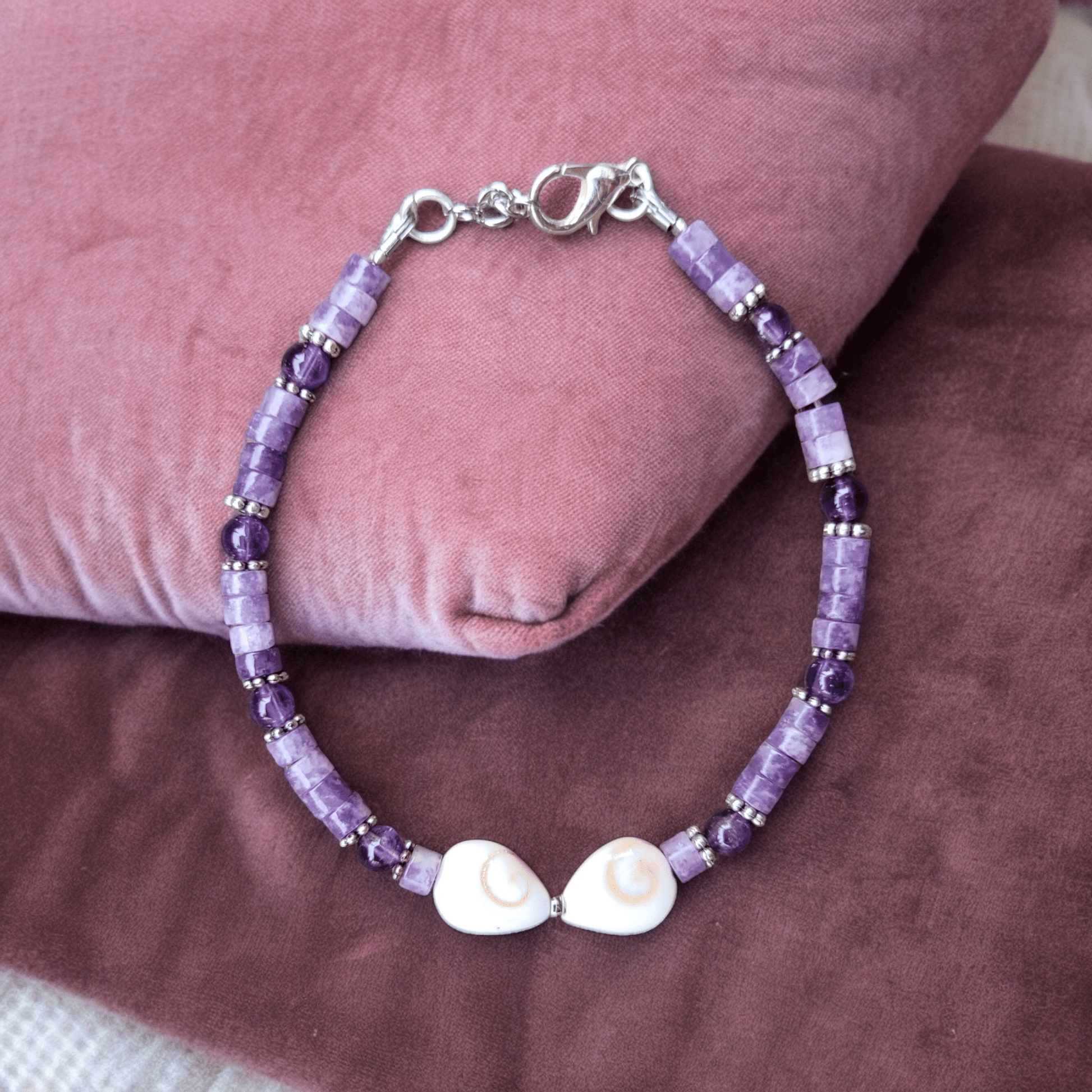 Bracelet Améthyste & Œil de Sainte - Lucie – Sérénité et Protection - Bracelets pierres naturelles - Flore Holistic