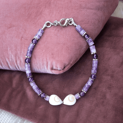 Bracelet Améthyste & Œil de Sainte - Lucie – Sérénité et Protection - Bracelets pierres naturelles - Flore Holistic