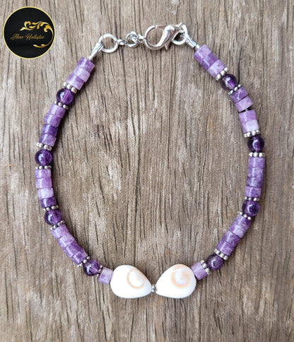 Bracelet Améthyste & Œil de Sainte - Lucie – Sérénité et Protection - Bracelets pierres naturelles - Flore Holistic
