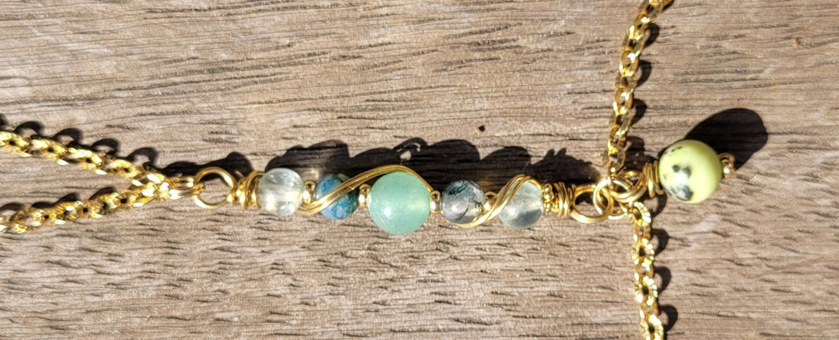 Bracelet bague "Plénitude" - Bracelet bague pierres naturelles - Flore Holistic