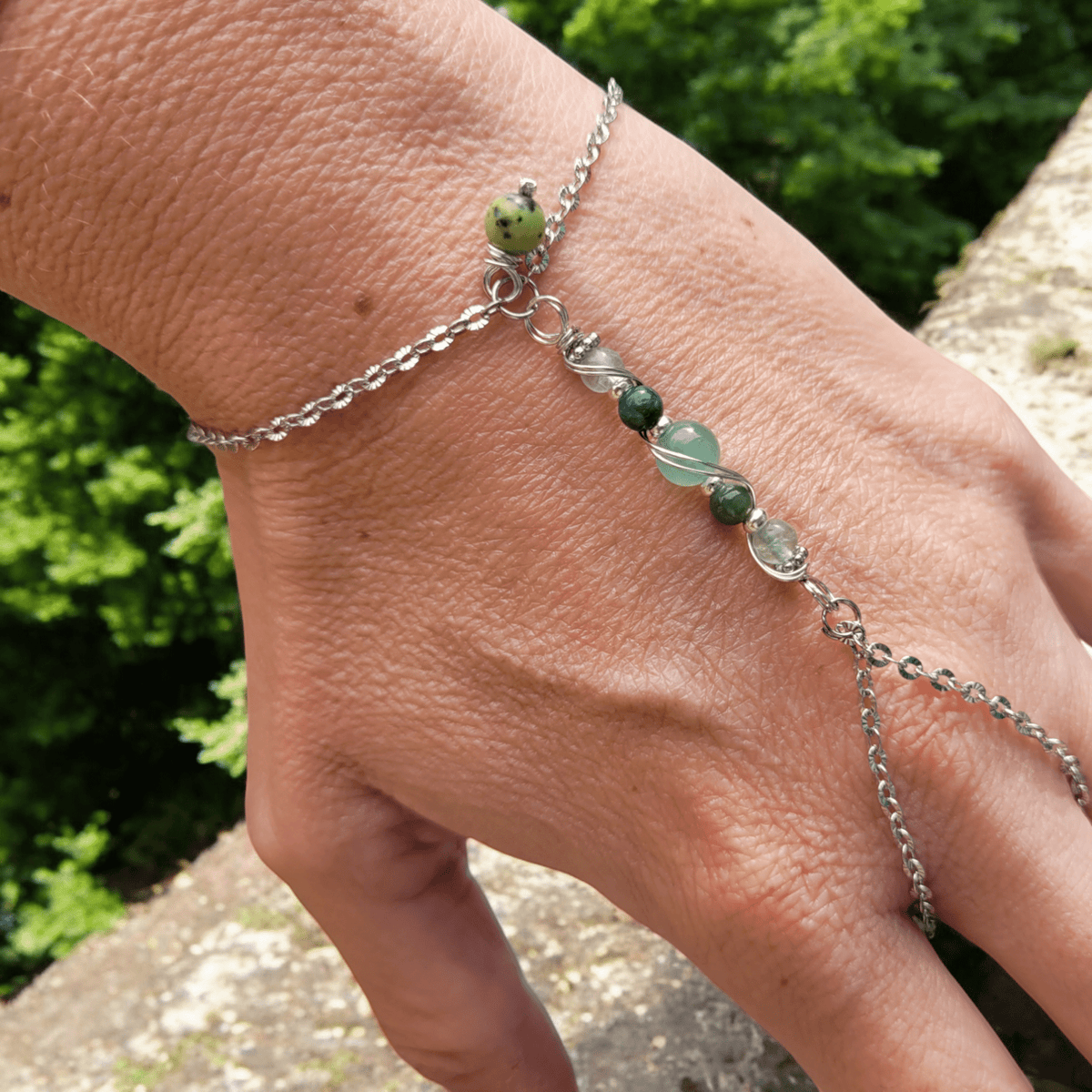 Bracelet bague "Plénitude" - Bracelet bague pierres naturelles - Flore Holistic