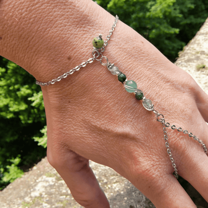 Bracelet bague "Plénitude" - Bracelet bague pierres naturelles - Flore Holistic