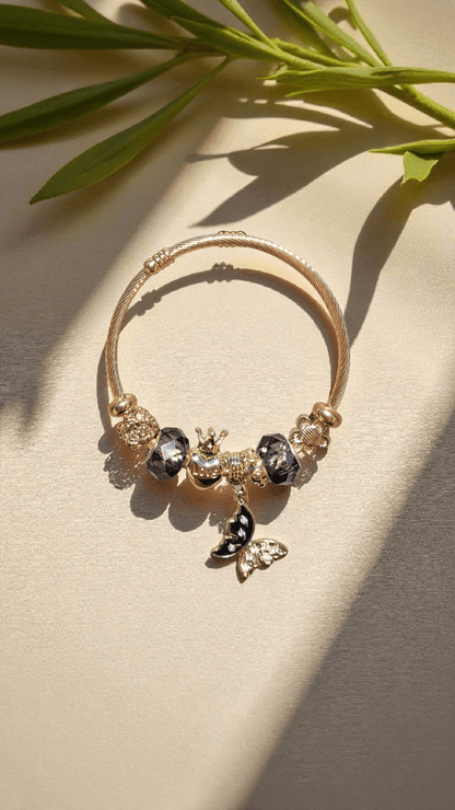 Bracelet Charms – Acier inoxydable doré & perles décoratives - Flore Holistic