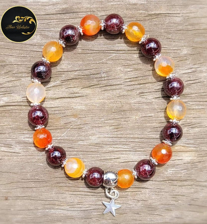Bracelet Grenat & Cornaline 8mm – Énergie, Confiance et Créativité - Bracelets pierres naturelles - Flore Holistic