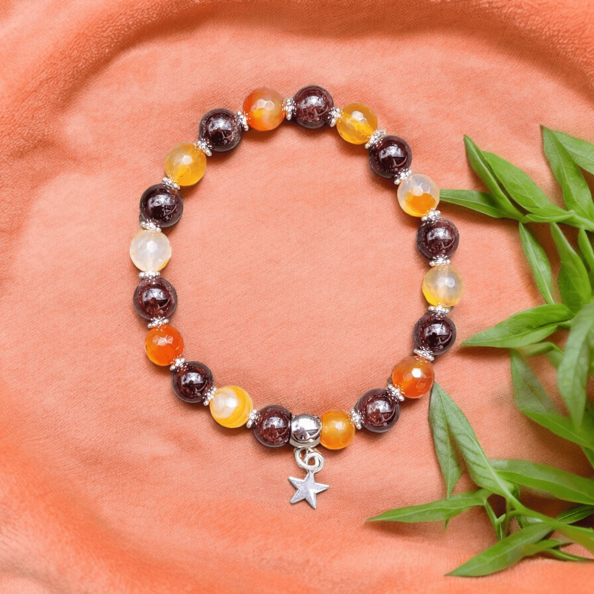 Bracelet Grenat & Cornaline 8mm – Énergie, Confiance et Créativité - Bracelets pierres naturelles - Flore Holistic
