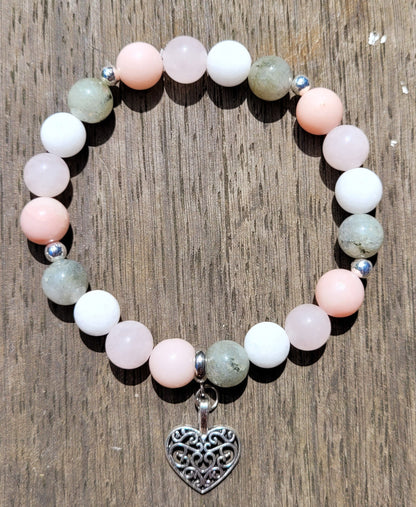 Bracelet Labradorite, Jade Blanc, Quartz Rose & Opale Rose – Éveil et Harmonie - Bracelets pierres naturelles - Flore Holistic