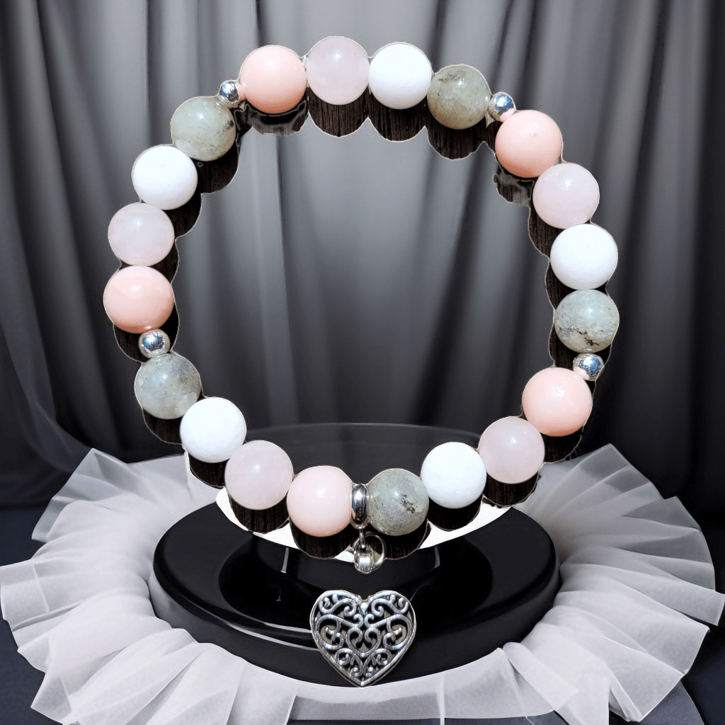 Bracelet Labradorite, Jade Blanc, Quartz Rose & Opale Rose – Éveil et Harmonie - Bracelets pierres naturelles - Flore Holistic