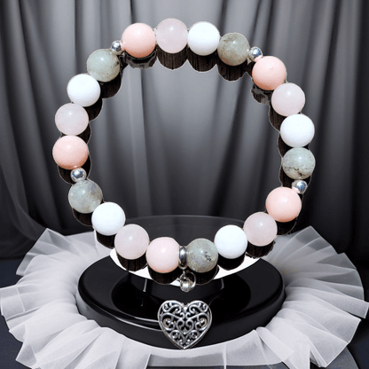 Bracelet Labradorite, Jade Blanc, Quartz Rose & Opale Rose – Éveil et Harmonie - Bracelets pierres naturelles - Flore Holistic