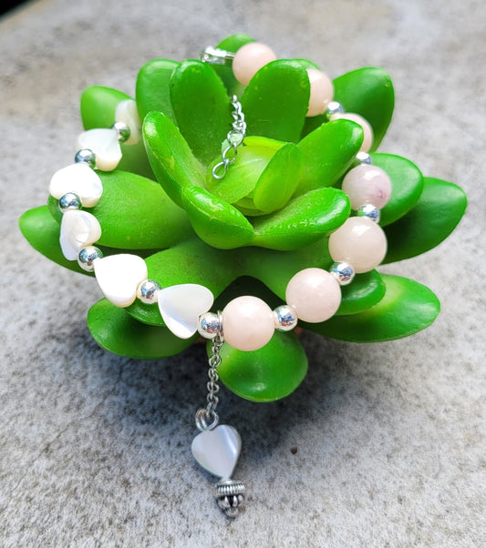Bracelet Morganite & Nacre – Amour de soi et Douceur du cœur - Bracelets pierres naturelles - Flore Holistic