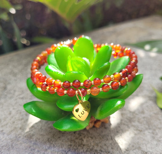 Bracelet multirangs cornaline - Bracelets pierres naturelles - Flore Holistic