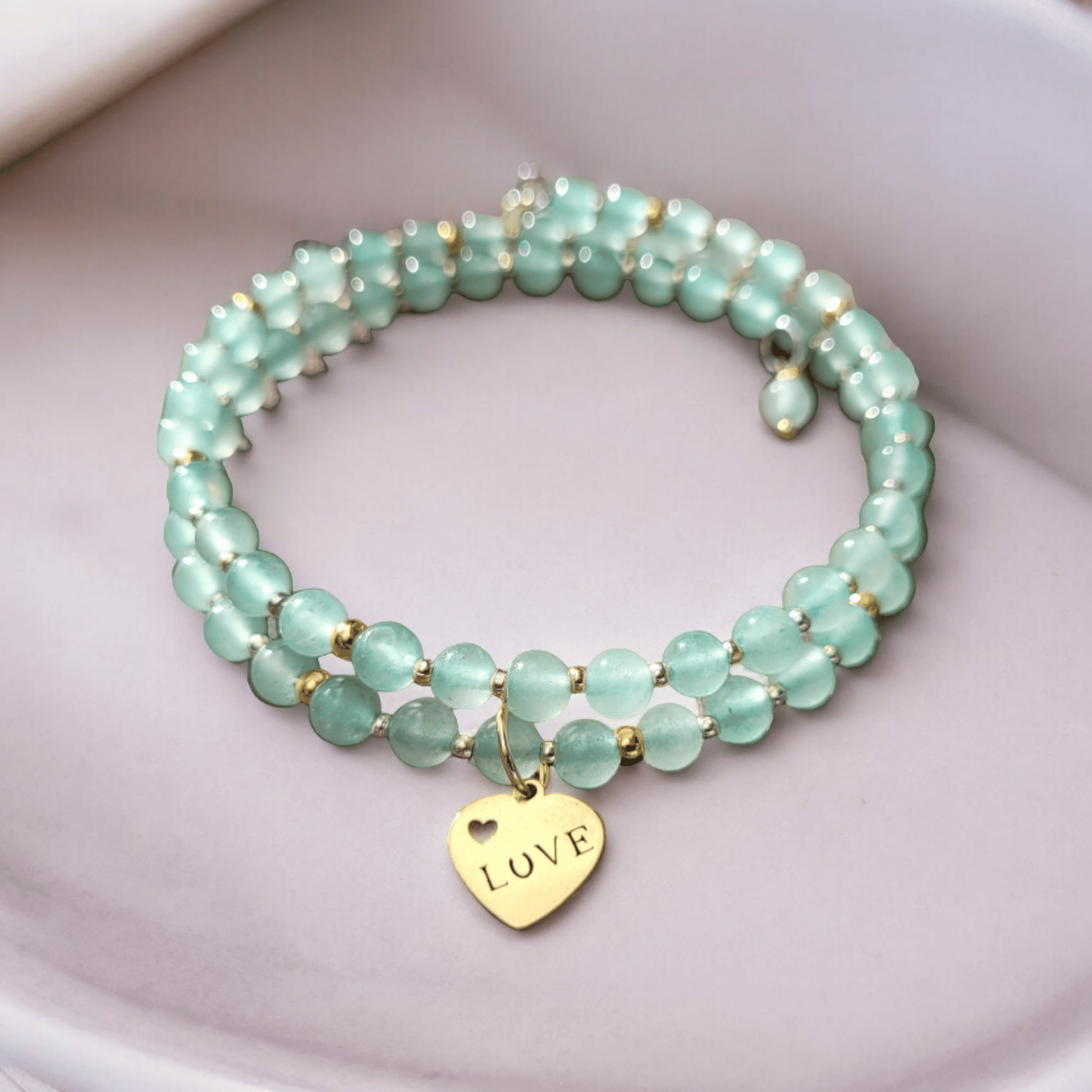 Bracelet multirangs en aventurine verte - Bracelets pierres naturelles - Flore Holistic